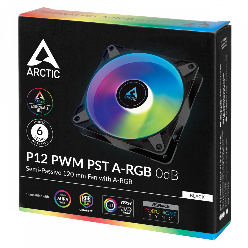 ARCTIC P12 PWM PST A-RGB 120mm 4-pin ventilator, črn