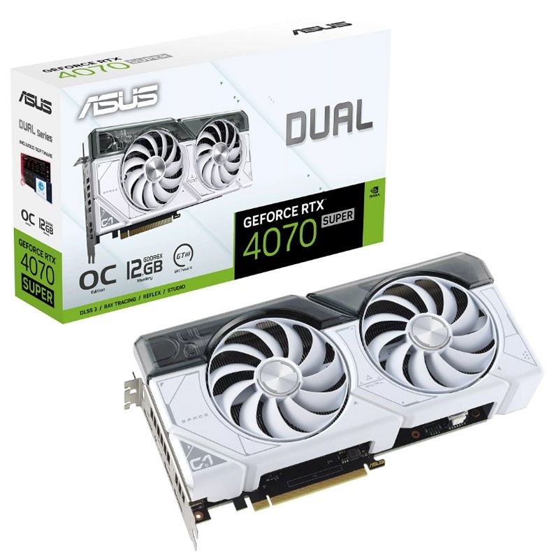 ASUS Dual GeForce RTX 4070 Super OC 12GB GDDR6X (90YV0K84-M0NA00) bela gaming grafična kartica