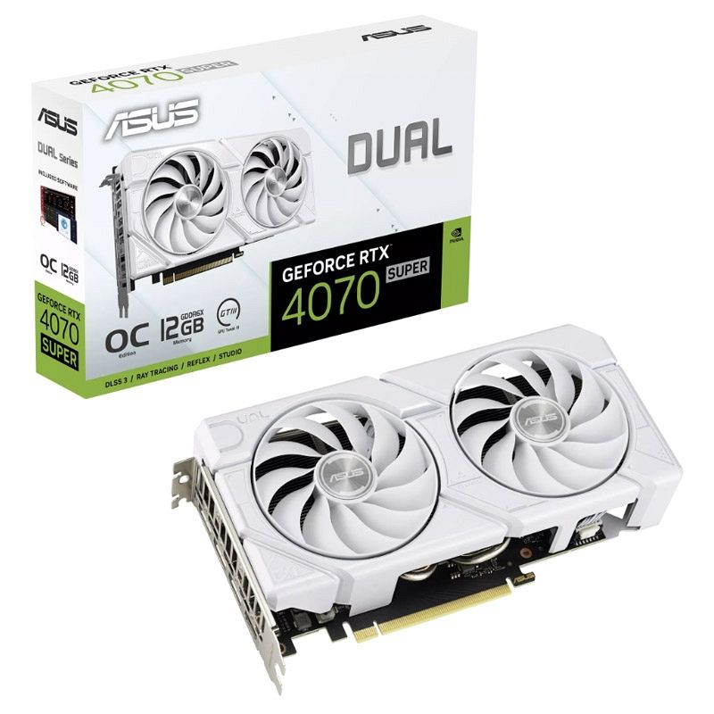 ASUS Dual GeForce RTX 4070 Super EVO White OC 12GB GDDR6X (DUAL-RTX4070S-O12G-EVO-WHITE) bela grafična kartica