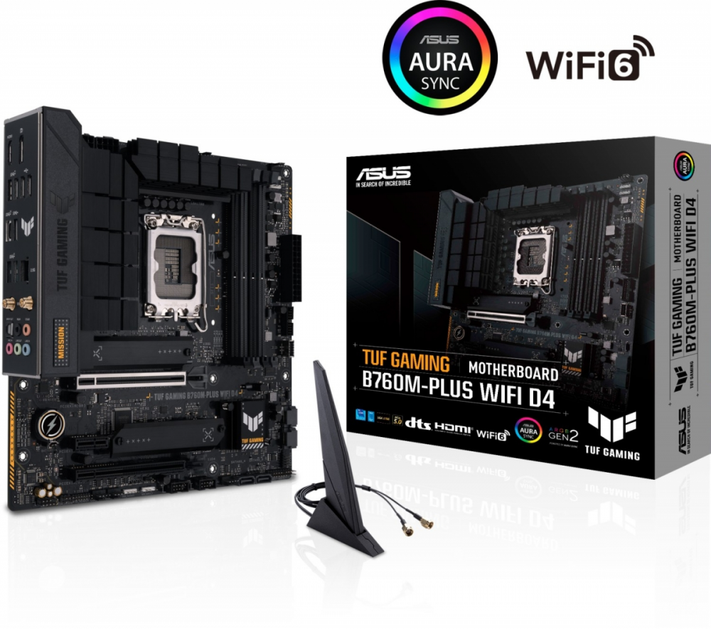 ASUS TUF GAMING B760M-PLUS WIFI D4, DDR4, SATA3, USB3.2Gen2x2, DP, LGA1700 mATX