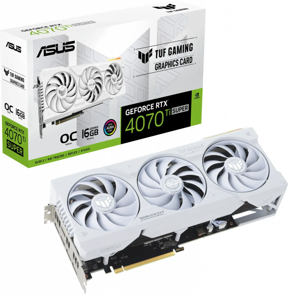 Grafična kartica ASUS TUF GeForce RTX 4070 Ti SUPER GAMING WHITE OC, 16GB GDDR6X, PCI-E 4.0