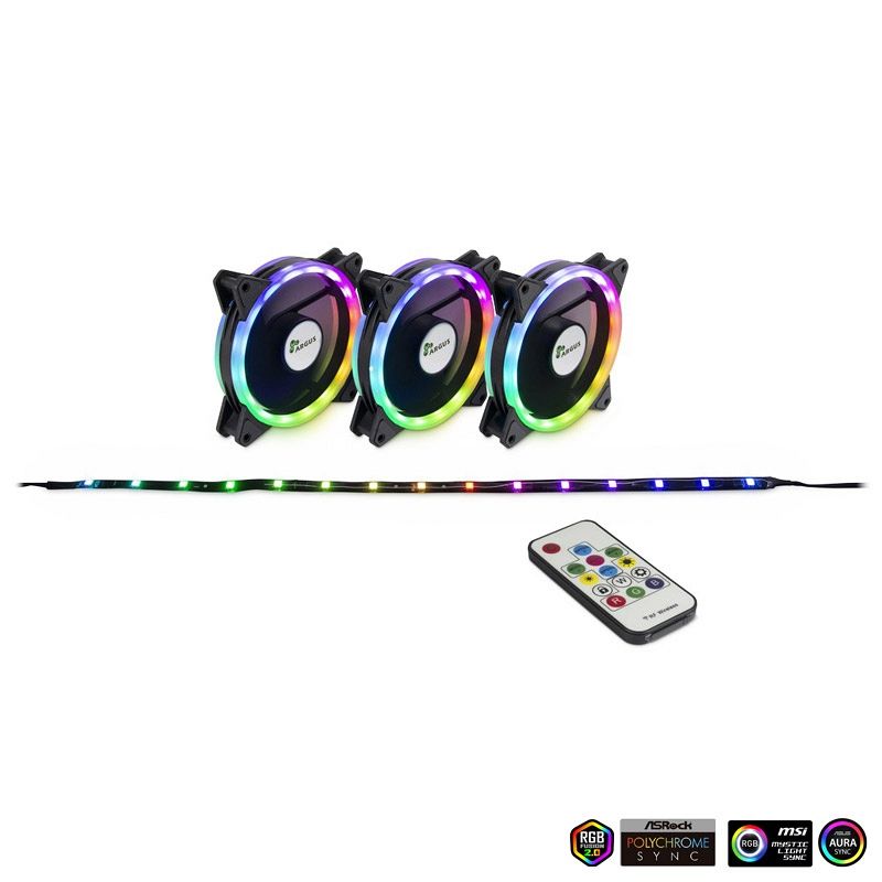 INTER-TECH Argus RS-04 RGB 120mm set 3x ventilator + LED trak + daljinski upravljalnik