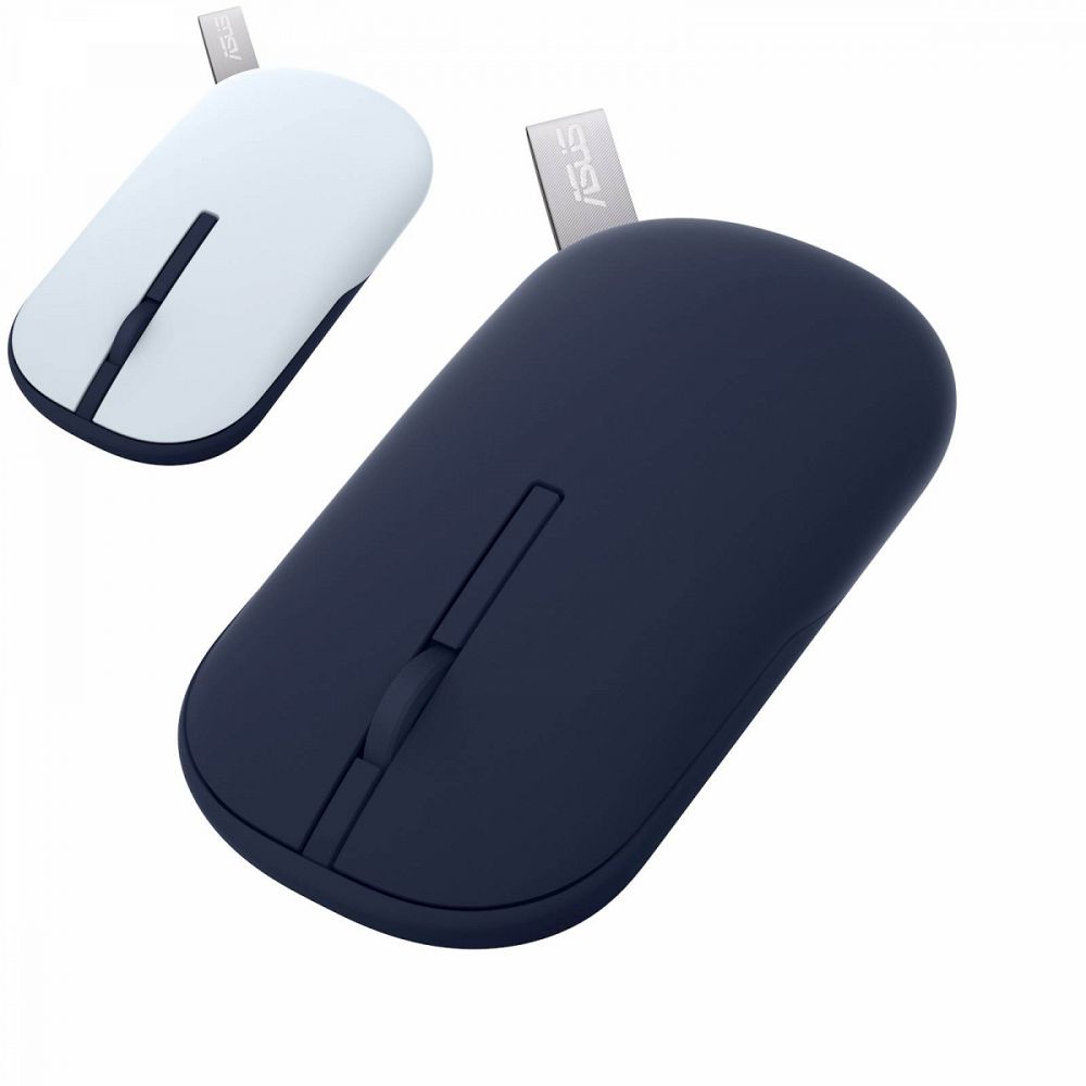 Miška ASUS Marshmallow Mouse MD100 brezžična, tiha, set barv Quiet Blue in Solar Blue