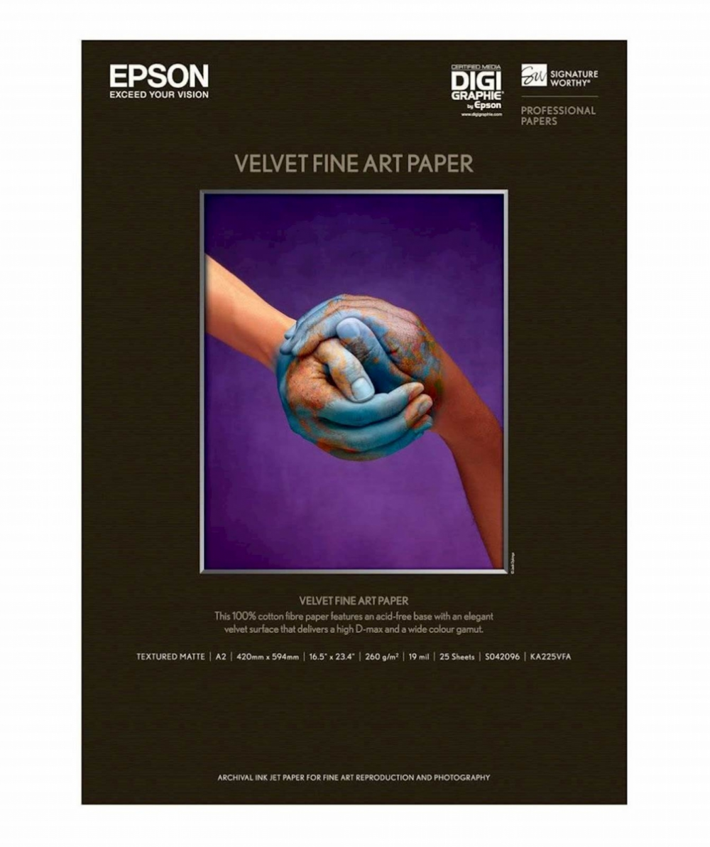 PAPIR EPSON A2 VELVET FINE ART,  25 LISTOV 260g/m2