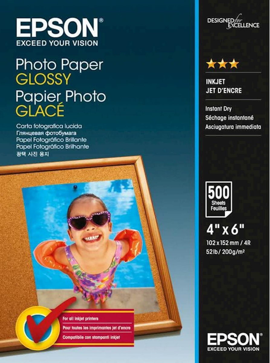 PAPIR EPSON GLOSSY 10x15cm, 500 LISTOV, 200g/m2