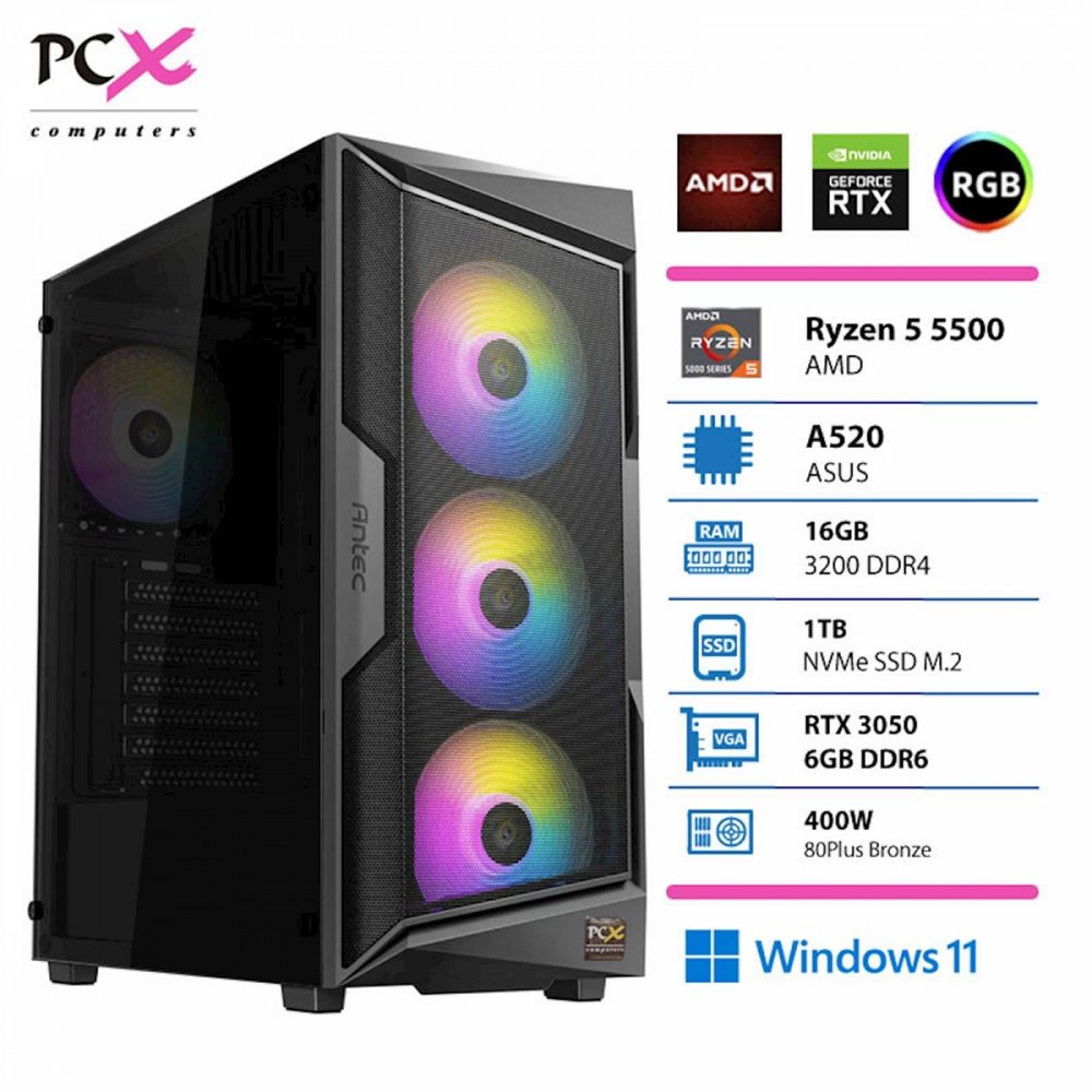 Računalnik PCX Extian R5 5500 16GB 1TB RTX3050 W11