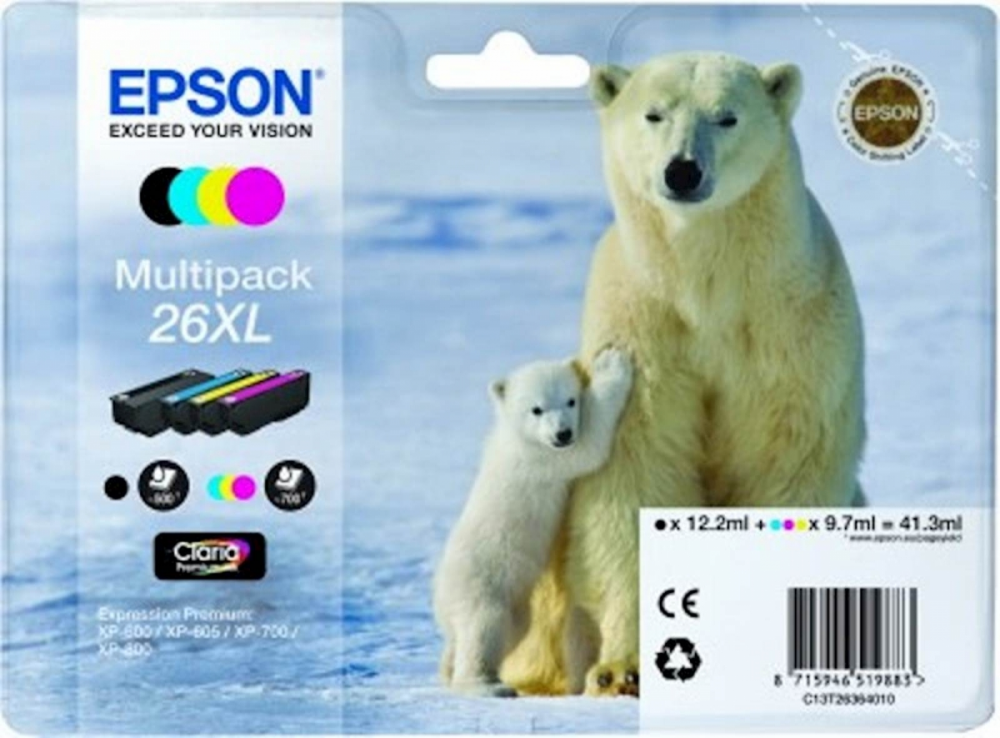 ČRNILO EPSON KOMPLET 26XL ČRNO, CYAN, MAGENTA, RUMENA ZA XP-600,700,800