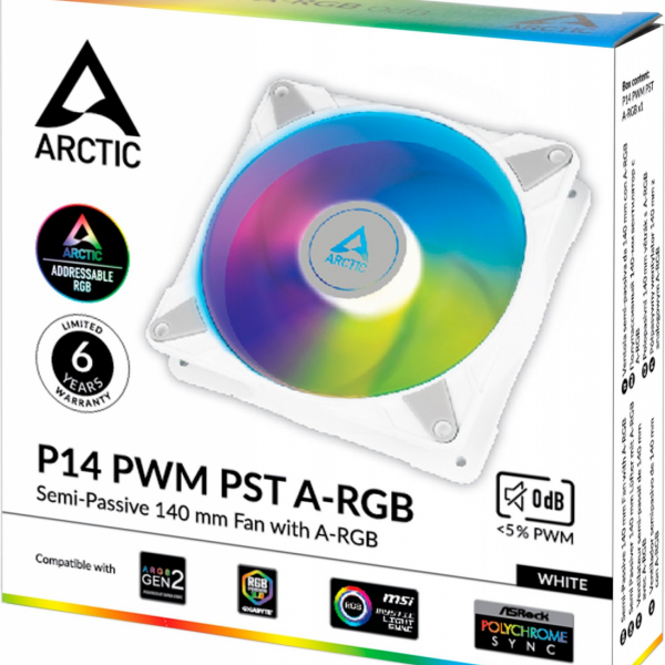 ARCTIC P14 PWM PST A-RGB 140mm 4-pin ventilator, bel