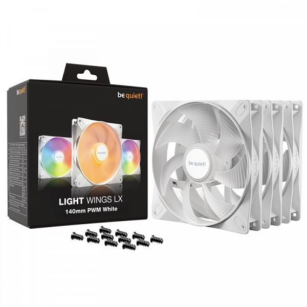 BE QUIET! LIGHT WINGS LX (BL127) RGB 140mm 4-pin PWM 3x beli ventilator