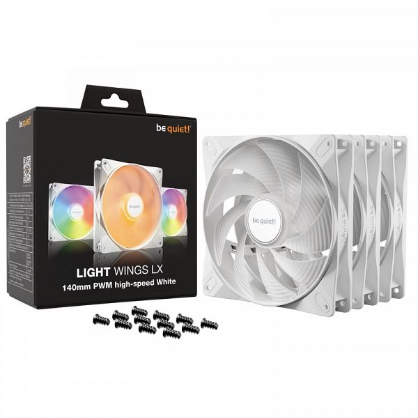 BE QUIET! LIGHT WINGS LX High Speed (BL131) RGB 140mm 4-pin PWM 3x beli ventilator