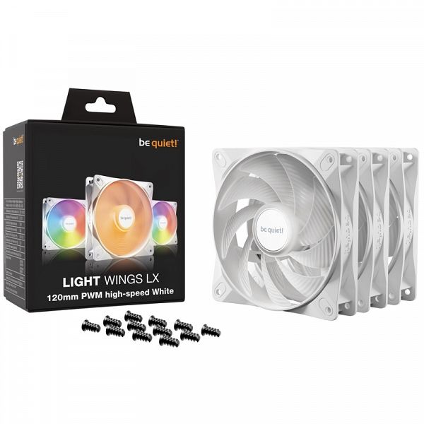 BE QUIET! LIGHT WINGS LX High Speed (BL125) RGB 120mm 4-pin PWM 3x beli ventilator