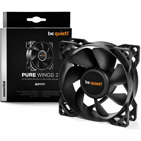 BE QUIET! Pure Wings 2 (BL044) 80mm 3-pin črn ventilator