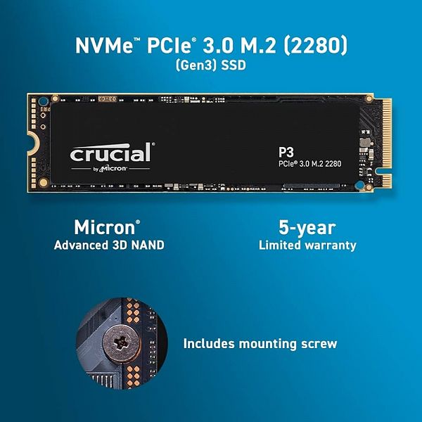 Crucial P3 2TB 3D NAND NVMe PCIe M.2 SSD