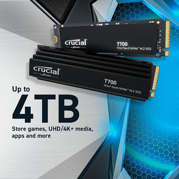 Crucial T700 1TB PCIe Gen5 NVMe M.2 SSD