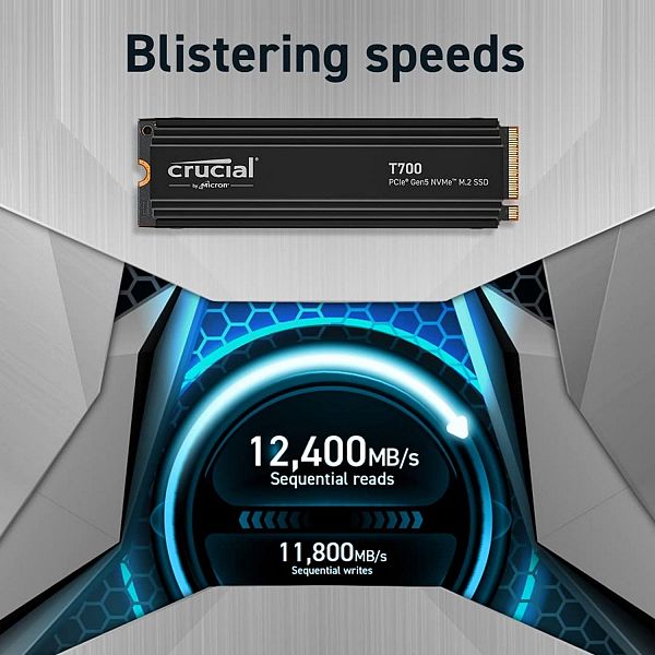 Crucial T700 1TB PCIe Gen5 NVMe M.2 SSD s hlajenjem