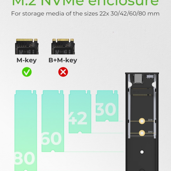 Icybox IB-1807MT-C31 ohišje za 1x M.2 NVMe SSD z vmesnikom USB 3.2 Gen 2 Type-C in zaščito pred pisanjem