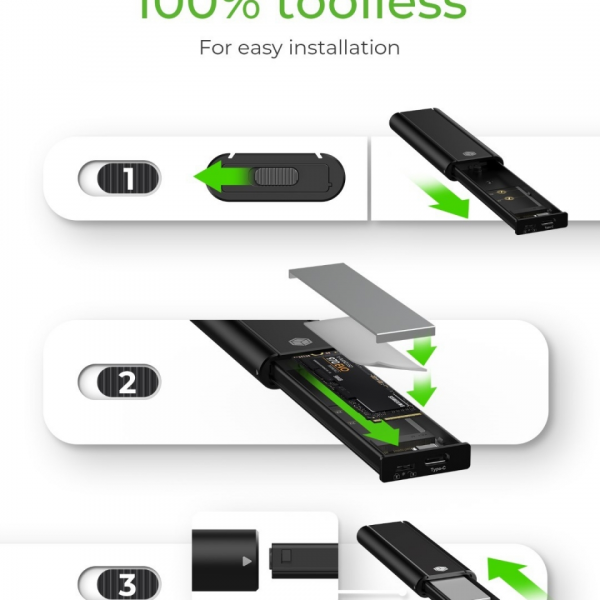 Icybox IB-1807MT-C31 ohišje za 1x M.2 NVMe SSD z vmesnikom USB 3.2 Gen 2 Type-C in zaščito pred pisanjem