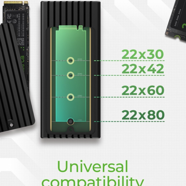 Icybox IB-1917M-C32 ohišje za 1x M.2 NVMe SSD z USB 3.2 Gen 2x2 Type-C do 20 Gbit/s