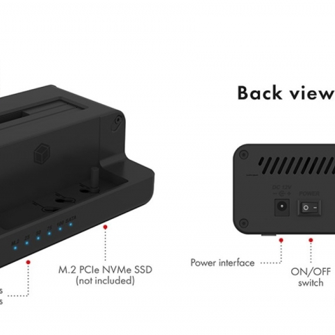 Icybox  IB-2914MSCL-C31 priklopna postaja in kloniranje za M.2 NVMe SSD & 2,5''/3,5'' SATA SSD/HDD