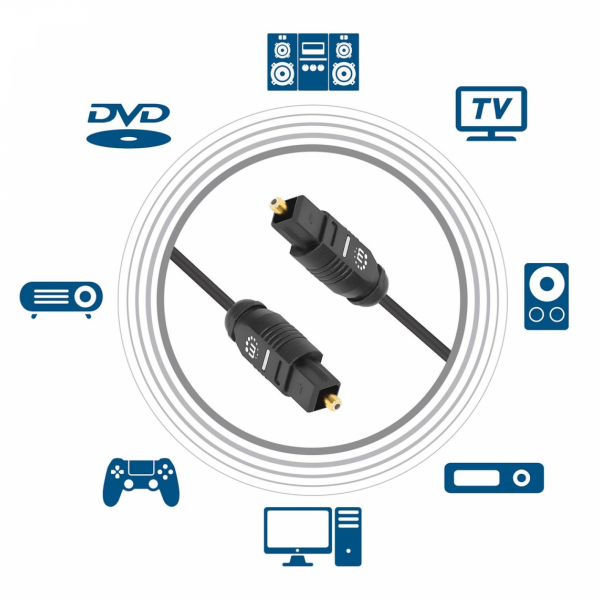 Kabel digitalni optični avdio Toslink MANHATTAN, 2xToslink S/PDIF moški, 1m, črne barve