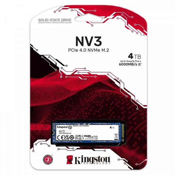 KINGSTON NV3 4TB M.2 PCIe 4.0 NVMe (SNV3S/4000G) SSD