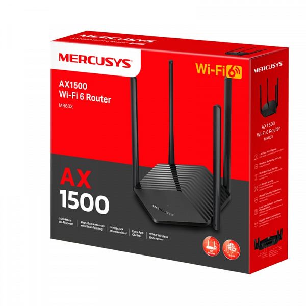 MERCUSYS MR60X AX1500 Dual Band WiFi 6 Gigabit brezžični usmerjevalnik-router