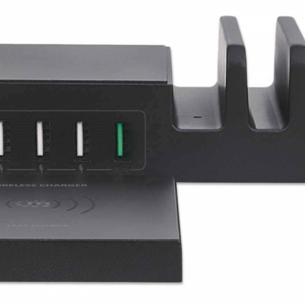 Polnilna postaja za 4 naprave MANHATTAN - 72W, 1xUSB-C (PD 3.0) in 3xUSB-A 5V/2,4A