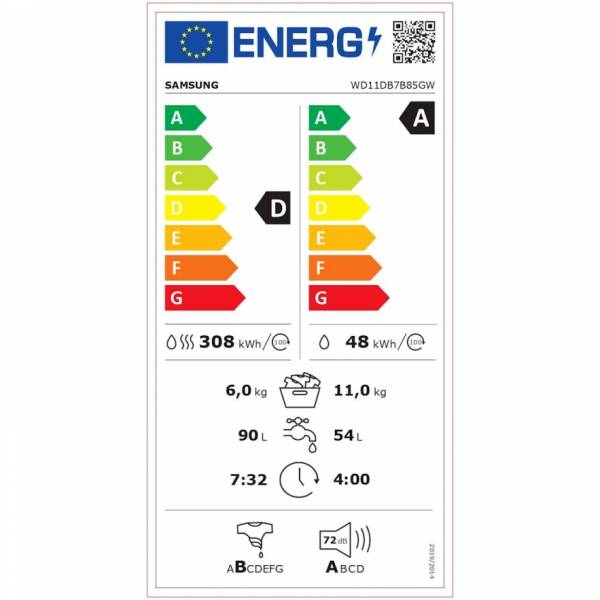 Pralno sušilni stroj Samsung WD11DB7B85GWU4