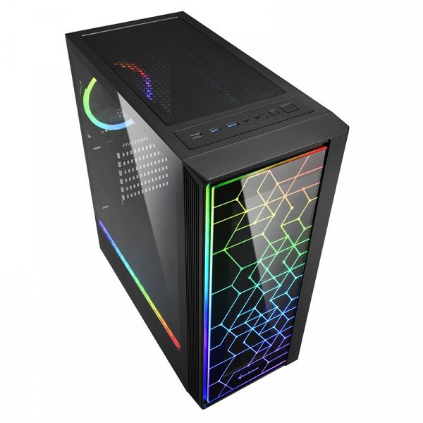 SHARKOON RGB LIT 100 midiATX okno črno ohišje