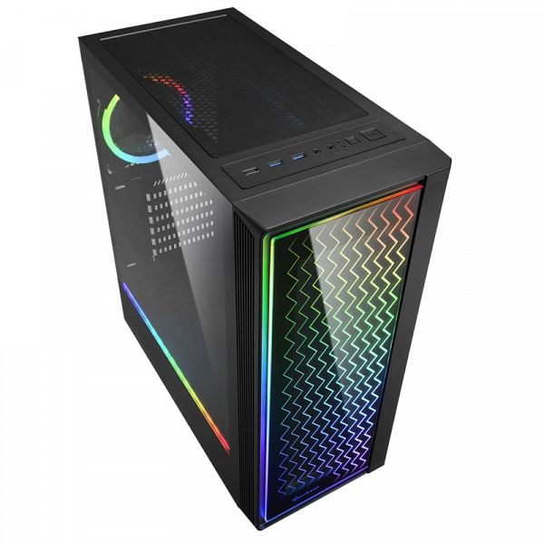 SHARKOON RGB LIT 200 midiATX okno črno ohišje