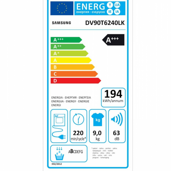 Sušilni stroj Samsung DV90T6240LK/S7