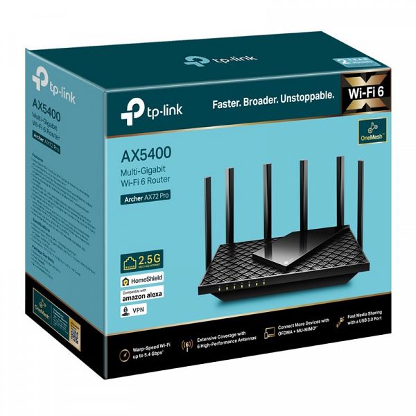 TP-LINK Archer AX72 Pro AX5400 Multi-Gigabit Wi-Fi 6 Router brezžični usmerjevalnik - router / dostopna točka - AP