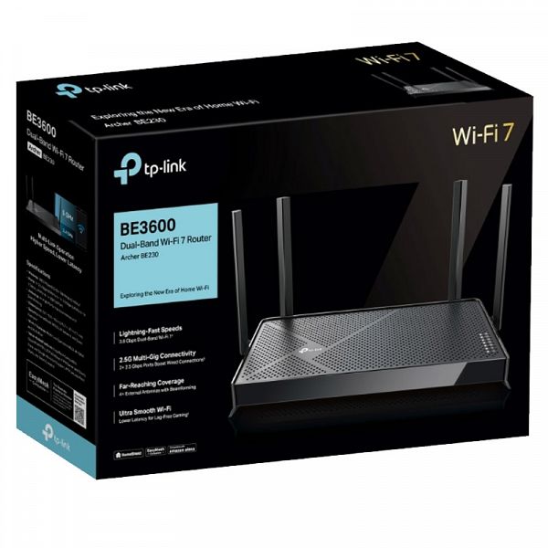 TP-LINK Archer BE230 BE3600 Dual-Band Wi-Fi 7 3,6Gbps brezžični VPN usmerjevalnik-router / dostopna točka