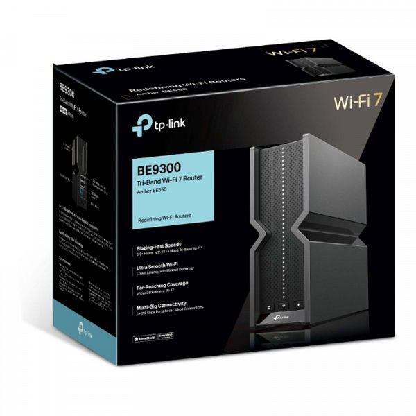 TP-LINK Archer BE550 BE9300 Tri-Band Wi-Fi 7 9,2Gbps brezžični VPN usmerjevalnik-router / dostopna točka