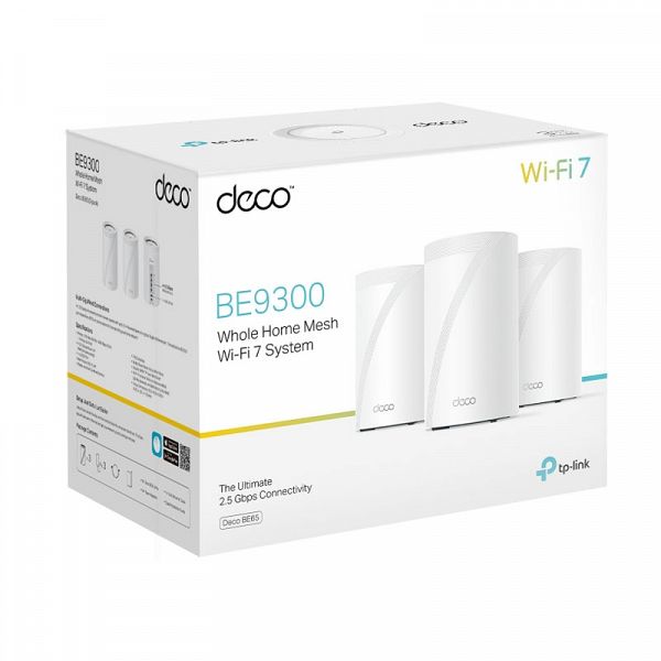 TP-LINK Deco BE65 (3-pack) BE9300 Tri-Band 2,5Gb Wi-Fi7 Mesh brezžični usmerjevalnik router / dostopna točka