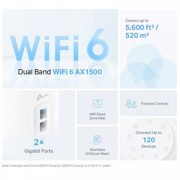 TP-LINK Deco X10 (2-pack) AX1500 Whole Home Mesh WiFi6 brezžični usmerjevalnik - router / dostopna točka-AP