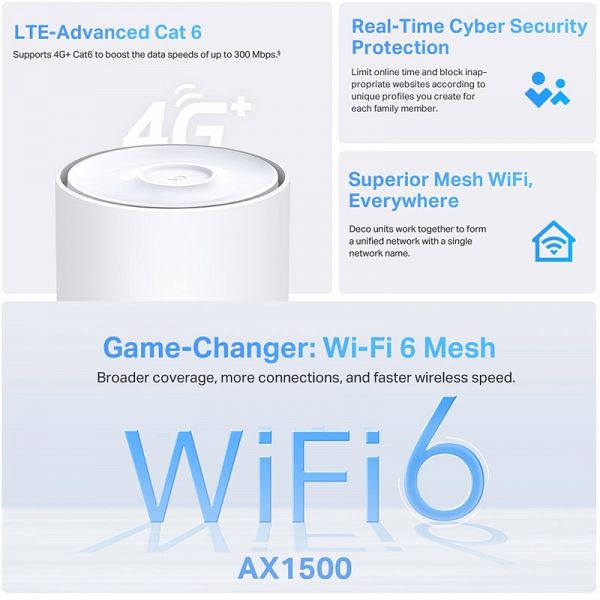 TP-LINK Deco X10-4G (1-pack) AX1500 Whole Home Mesh WiFi6 brezžični usmerjevalnik - router / dostopna točka-AP