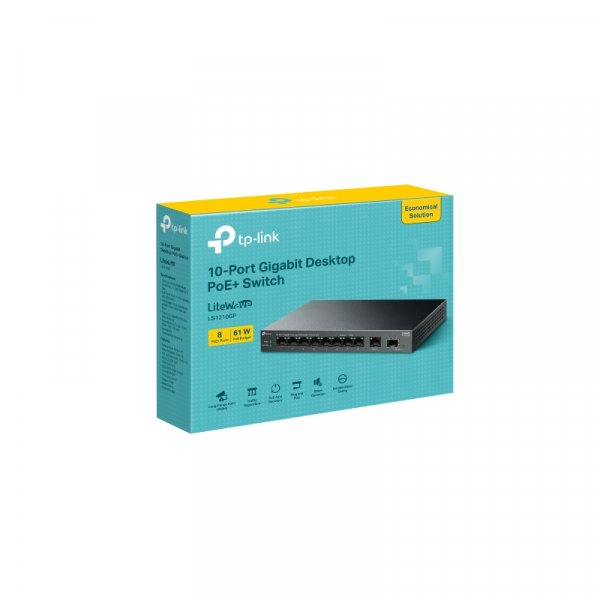 TP-LINK LS1210GP 10-port Gigabit mrežno stikalo / switch z 8-Port PoE+