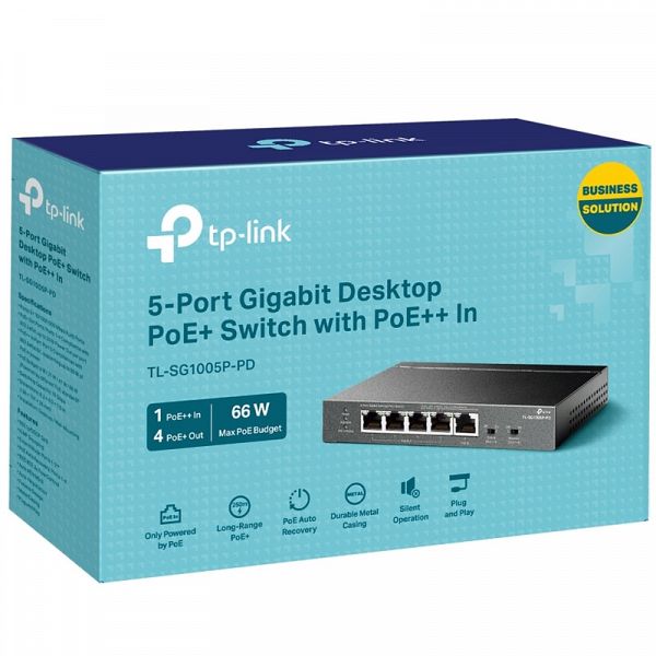 TP-LINK TL-SG1005P-PD 5-port Gigabit 4xPoE+ 66W napajanje preko PoE++ mrežno stikalo-switch