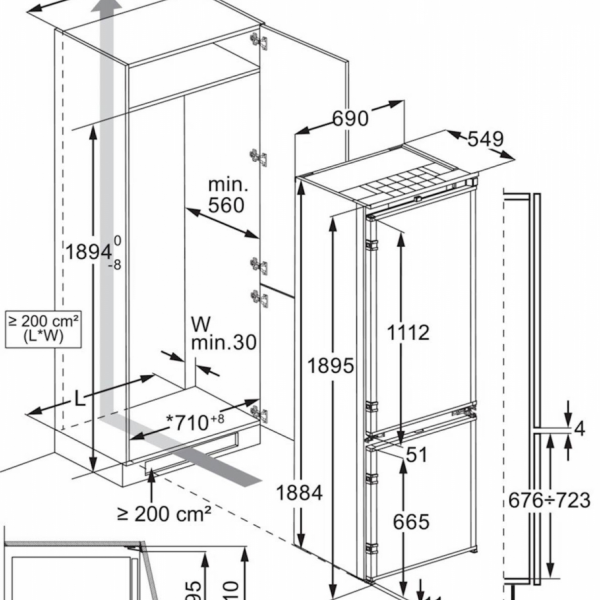 Vgradni kombiniran hladilnik AEG NSC7P751ES, 70 cm