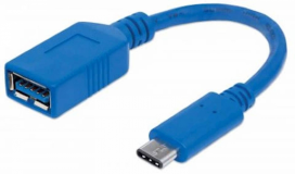 Adapter SuperSpeed USB C/USB A MANHATTAN, moški/ženski, USB 3.2 Gen 1, 15cm, modre barve